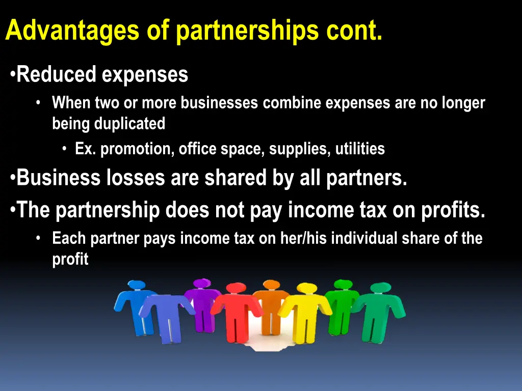 advantages of partnerships cont