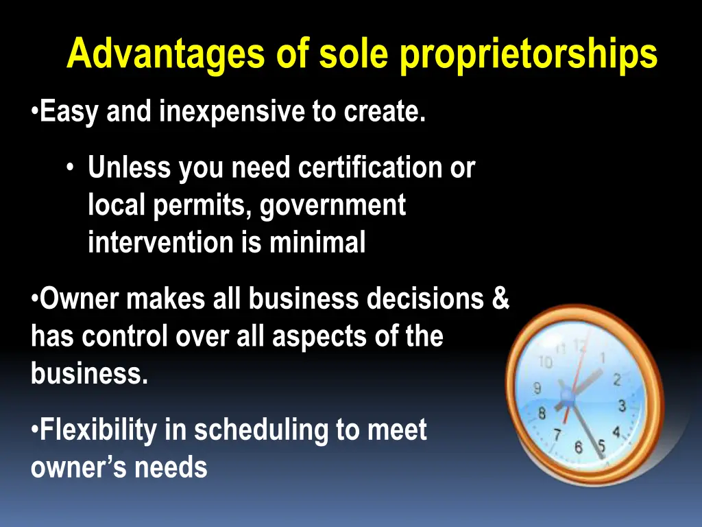 advantages of sole proprietorships easy