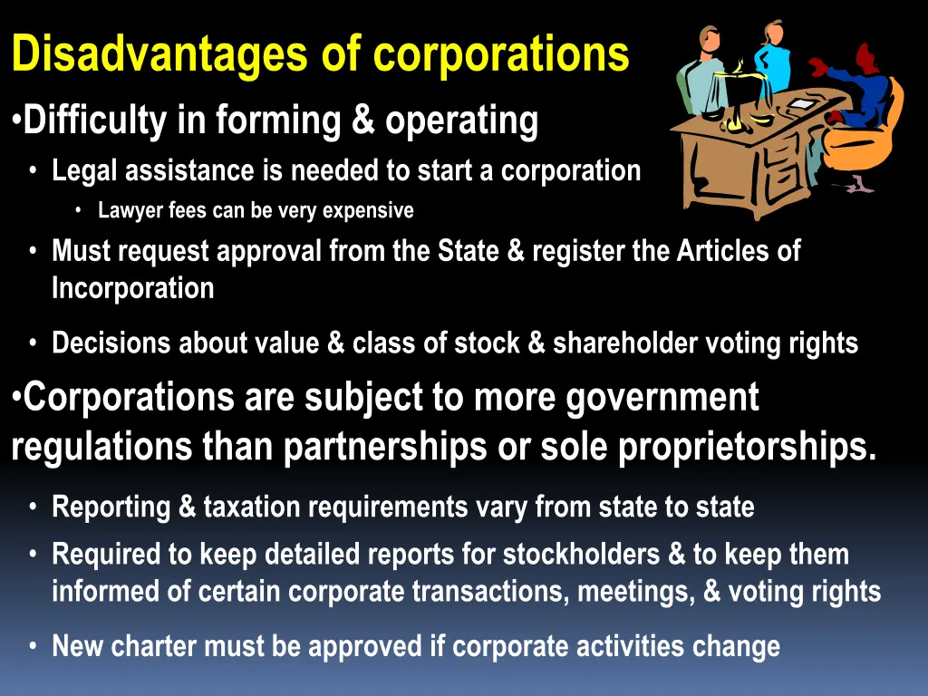 disadvantages of corporations difficulty