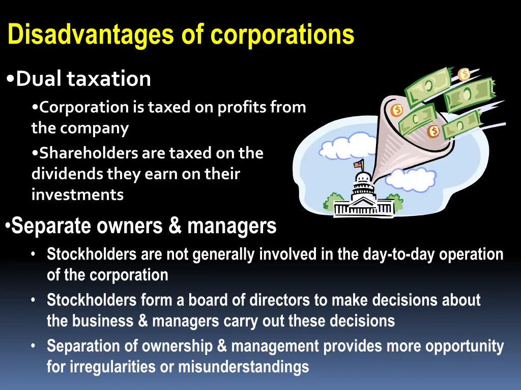 disadvantages of corporations