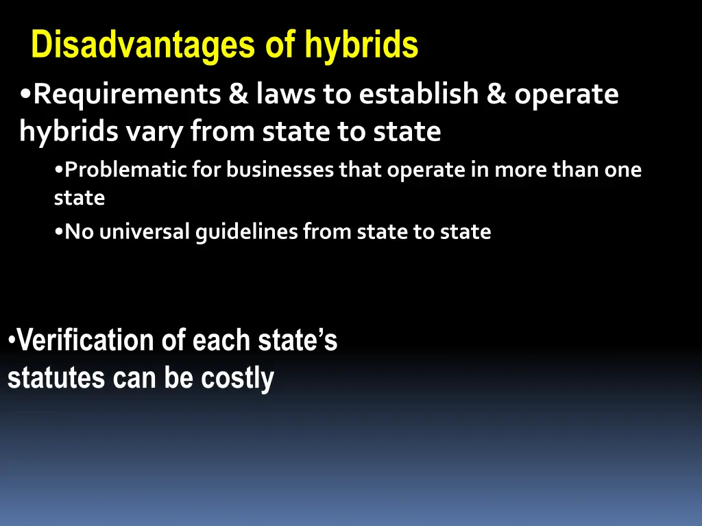 disadvantages of hybrids requirements laws