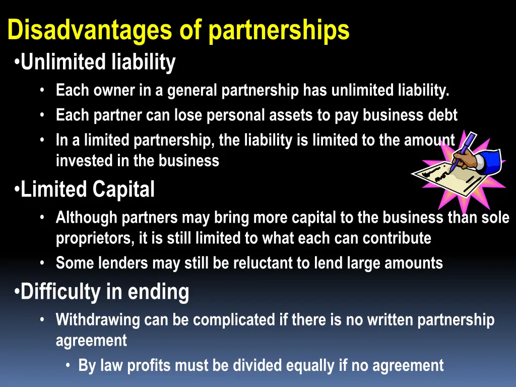 disadvantages of partnerships unlimited liability