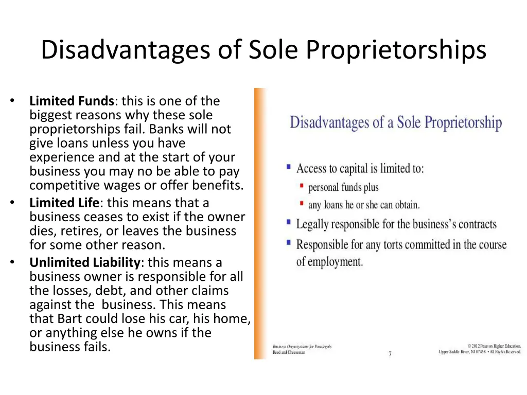 disadvantages of sole proprietorships