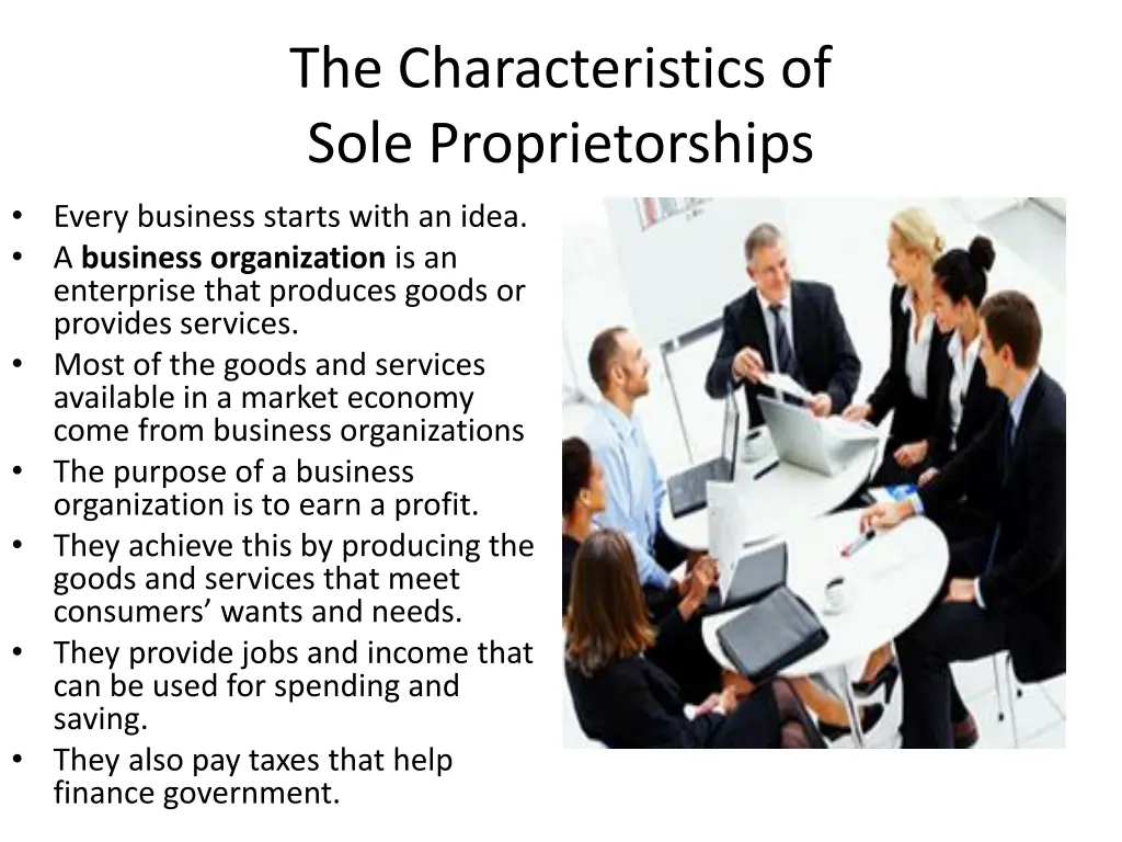 the characteristics of sole proprietorships