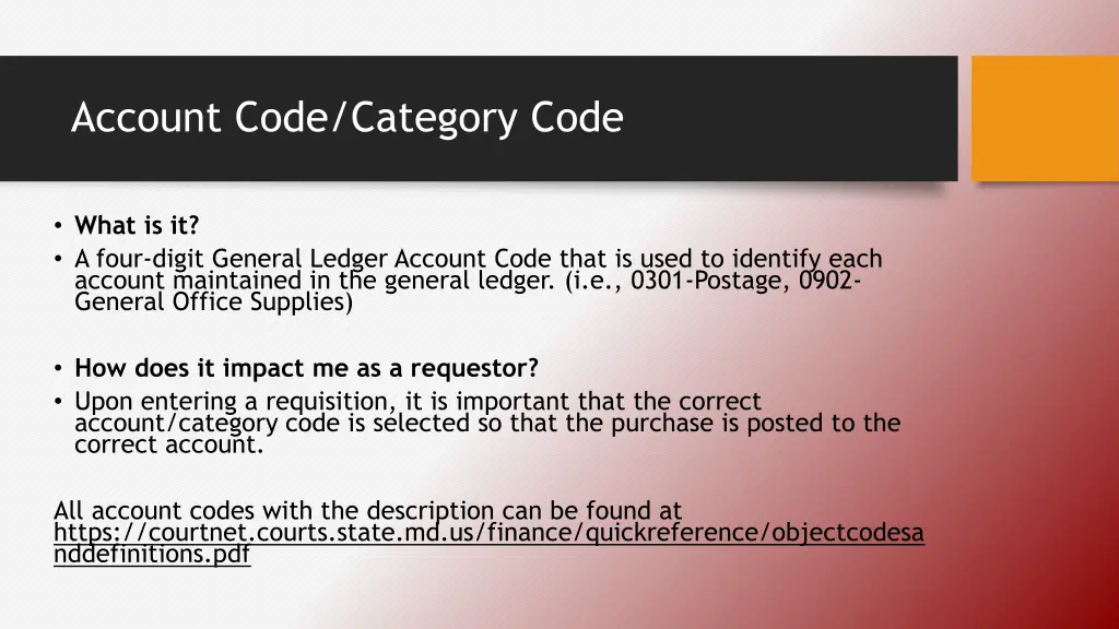 account code category code