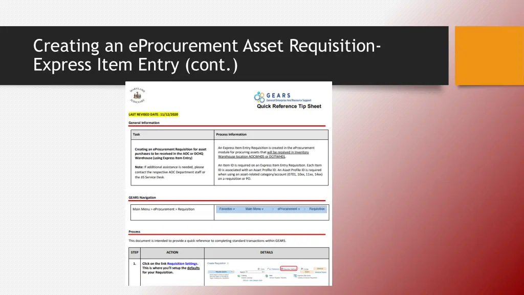 creating an eprocurement asset requisition 1