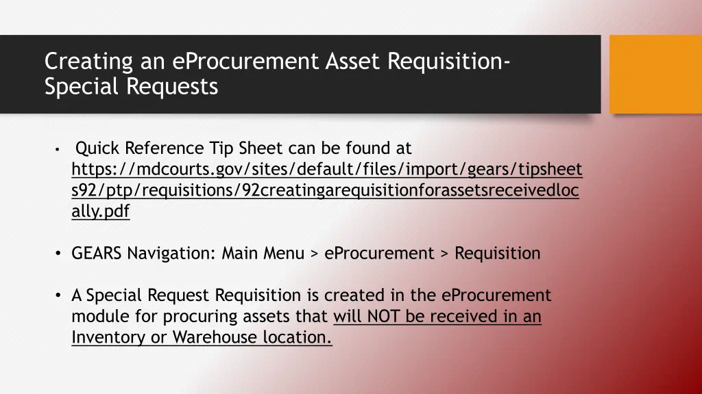 creating an eprocurement asset requisition 2