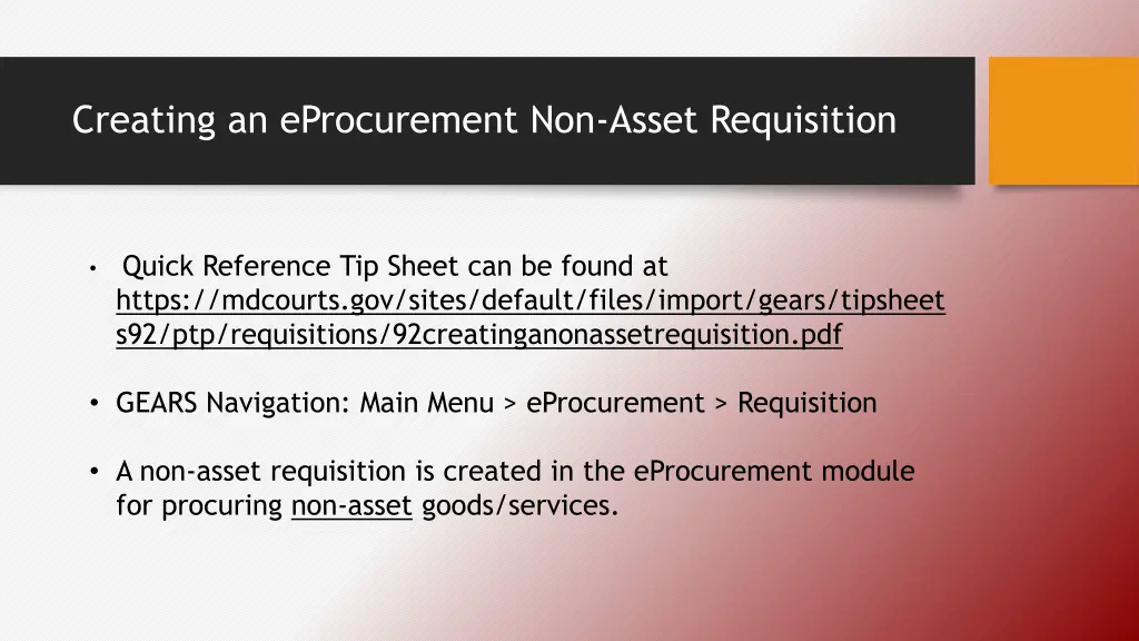 creating an eprocurement non asset requisition