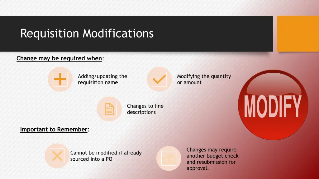requisition modifications