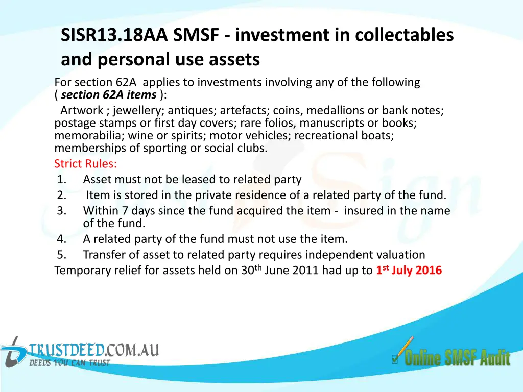 sisr13 18aa smsf investment in collectables