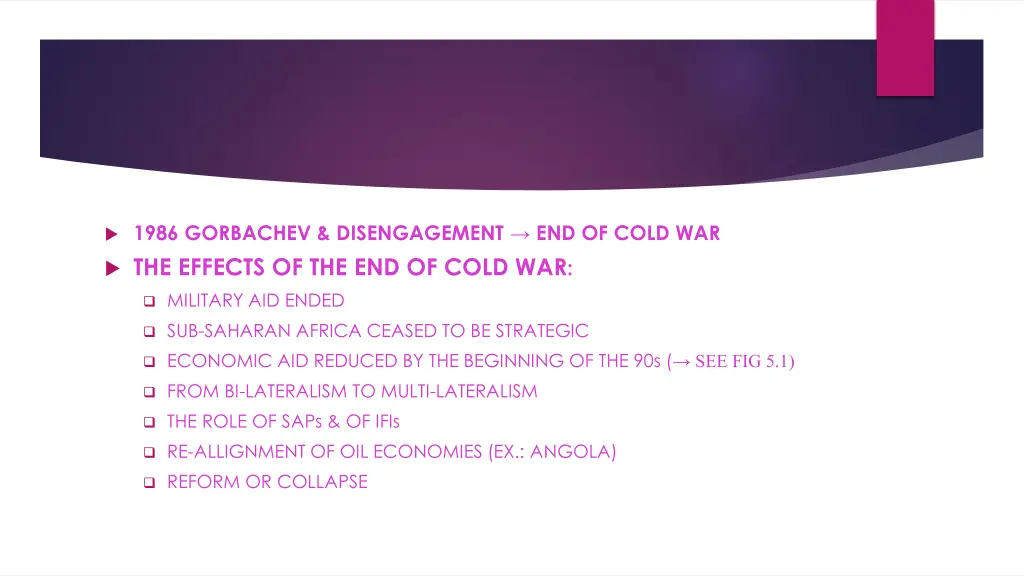 1986 gorbachev disengagement end of cold