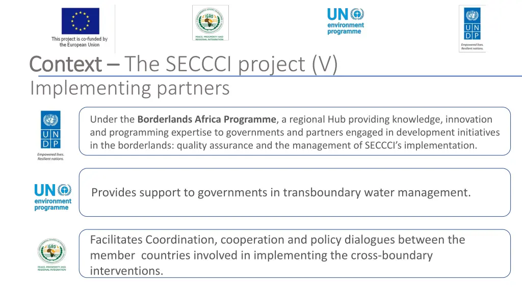 context context the seccci project v implementing