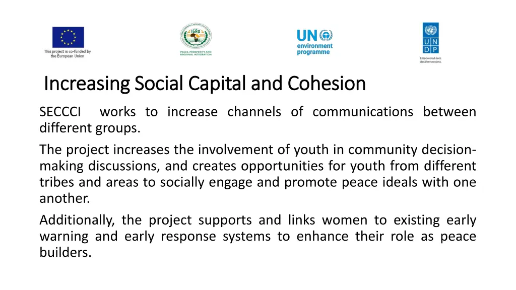 increasing social capital and cohesion increasing