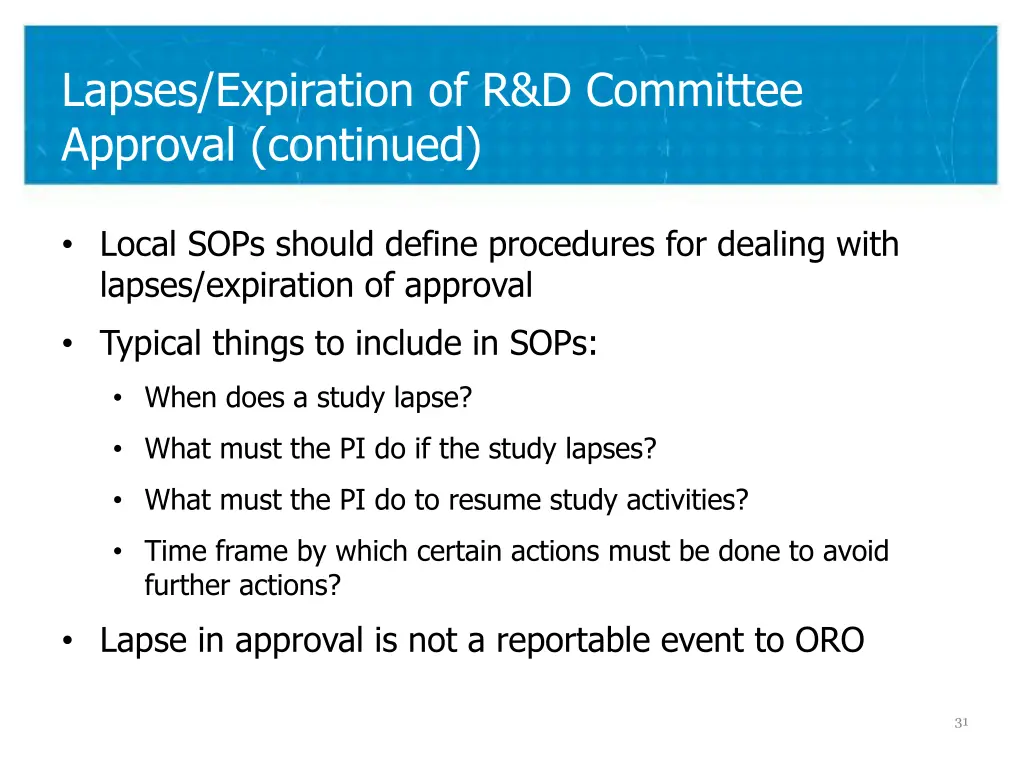 lapses expiration of r d committee approval 1