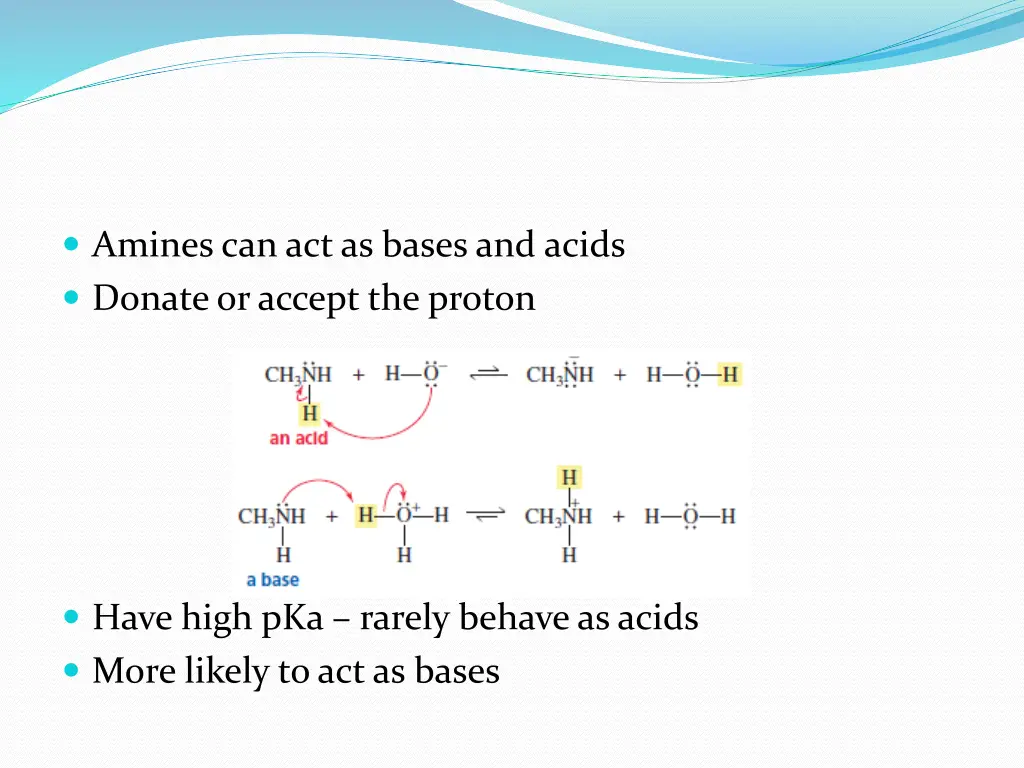 amines can act as bases and acids donate
