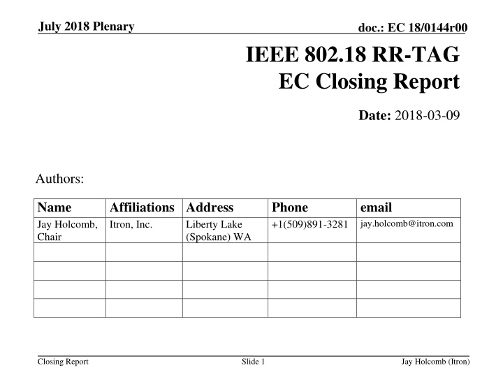 july 2018 plenary