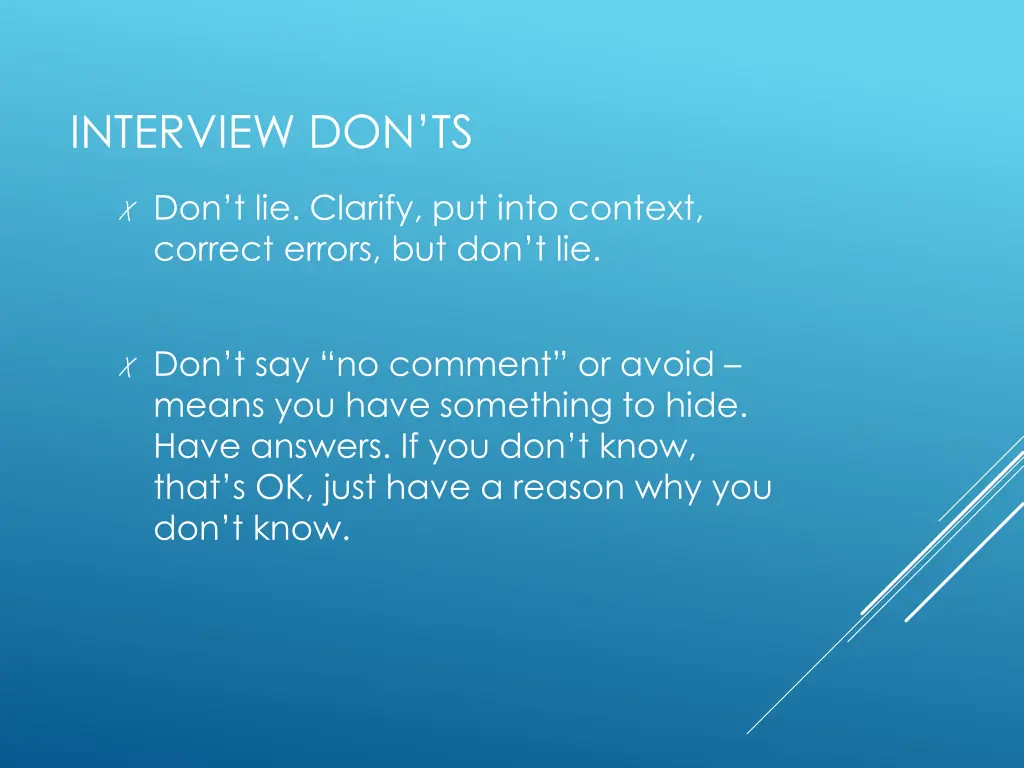 interview don ts