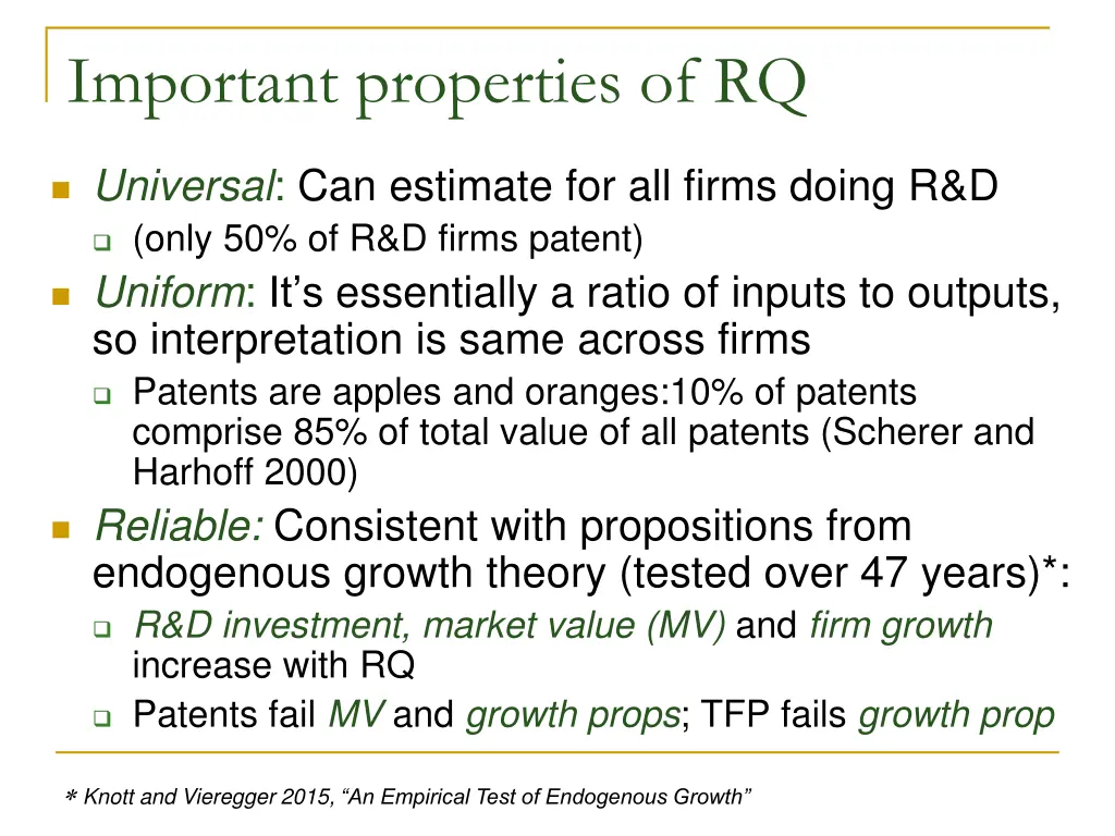 important properties of rq