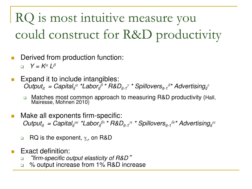 rq is most intuitive measure you could construct