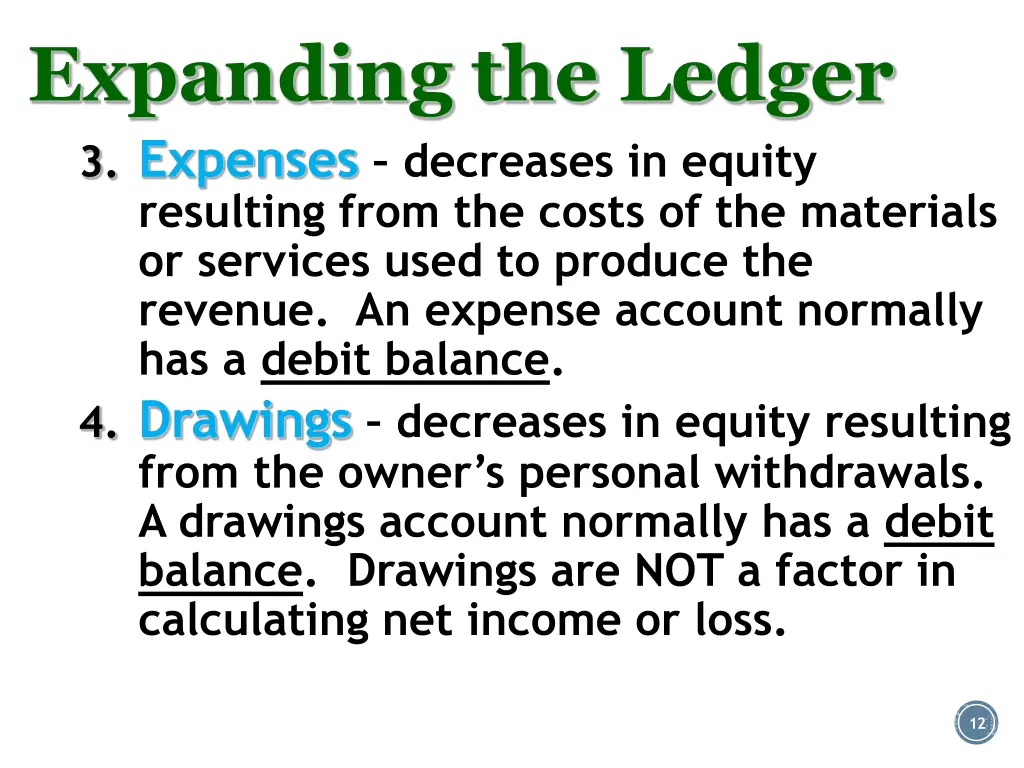 expanding the ledger 3 expenses decreases