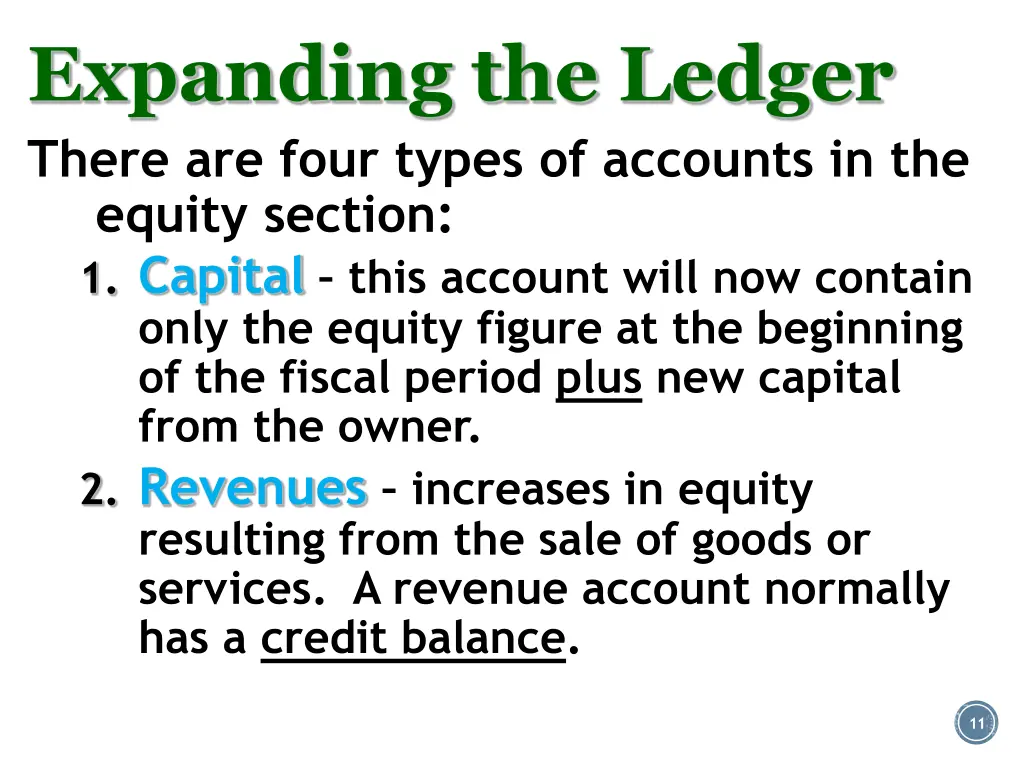 expanding the ledger there are four types