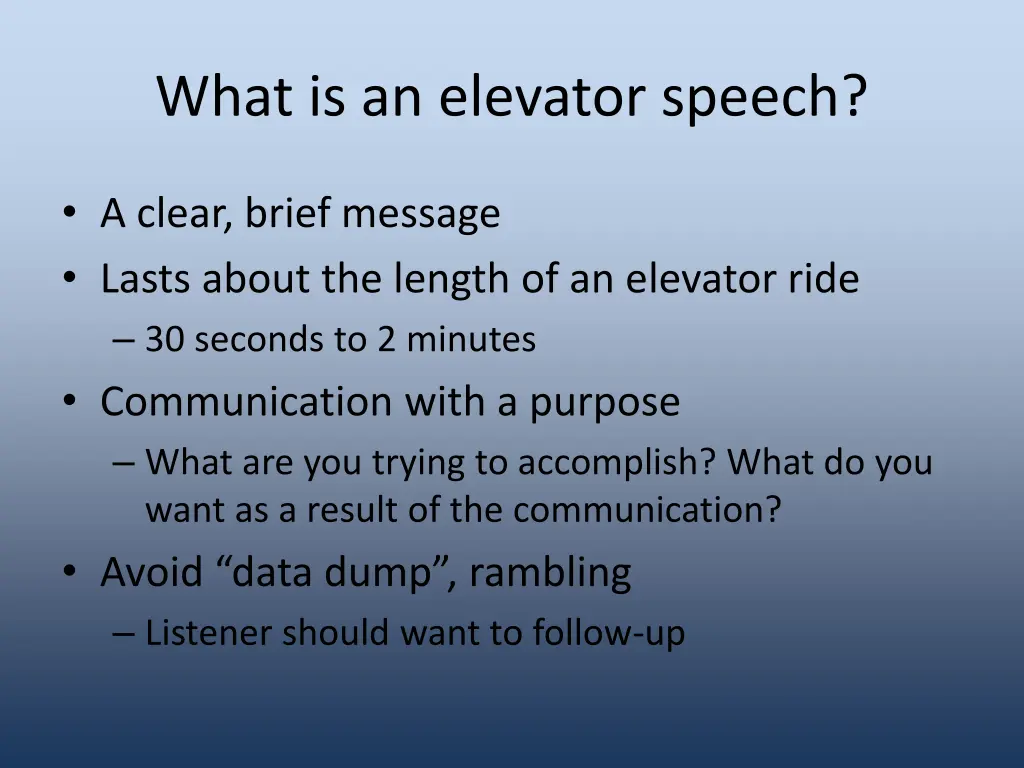 what is an elevator speech