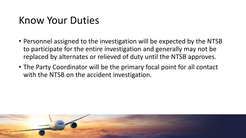 know your duties