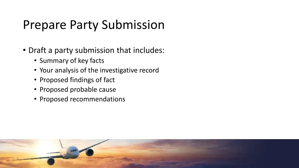 prepare party submission