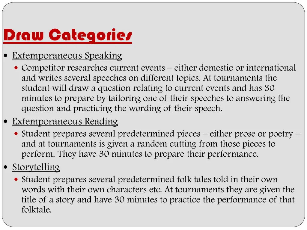 draw categories