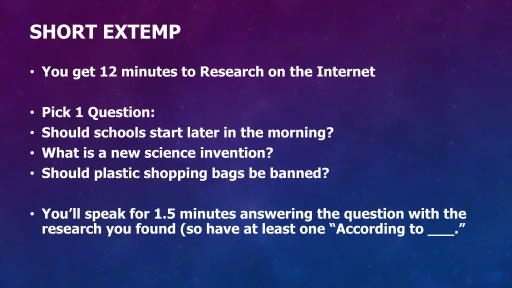 short extemp