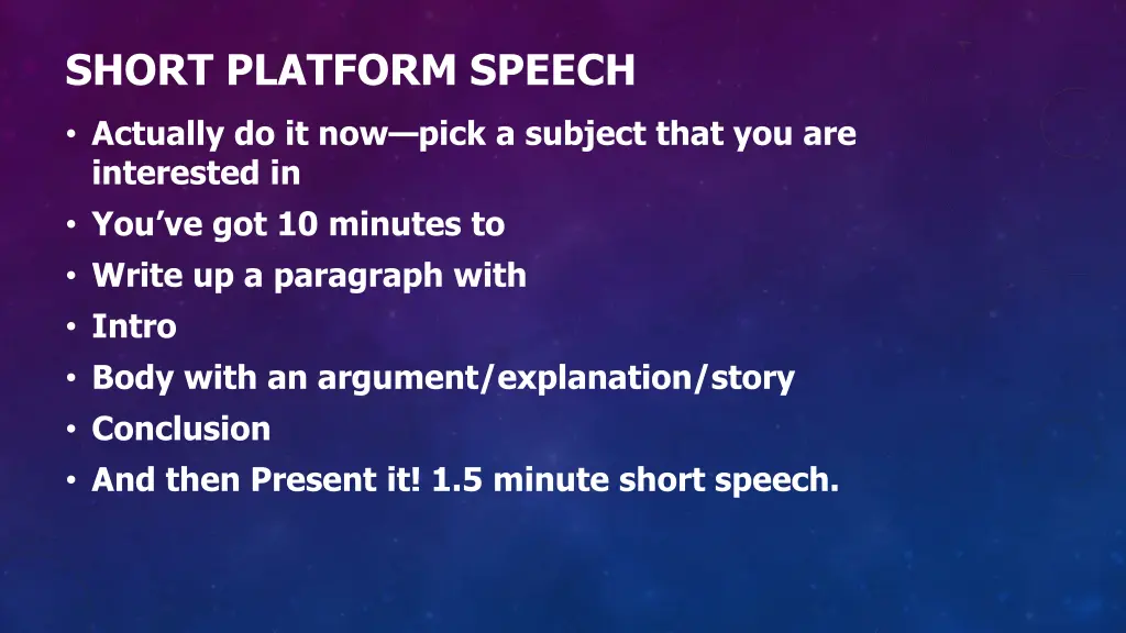 short platform speech