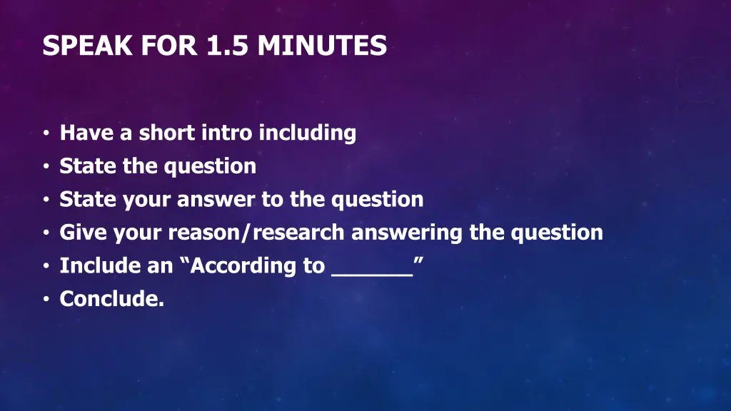 speak for 1 5 minutes