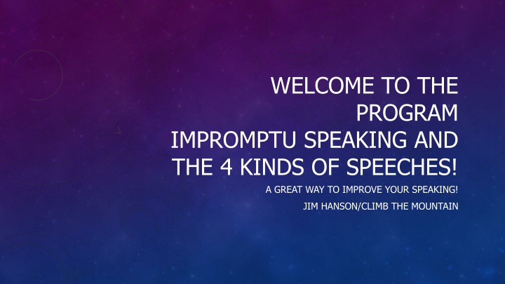 welcome to the program
