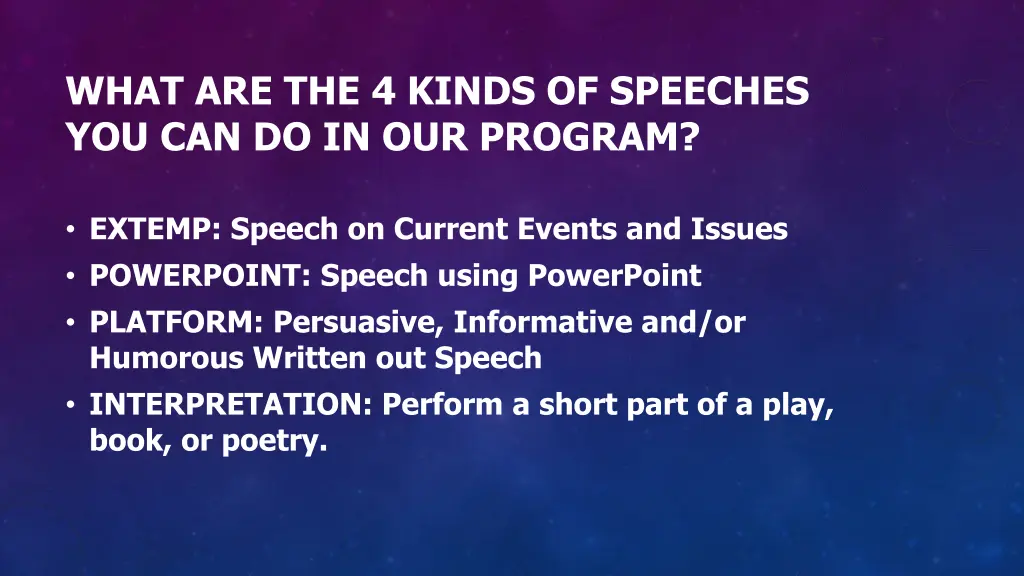 what are the 4 kinds of speeches