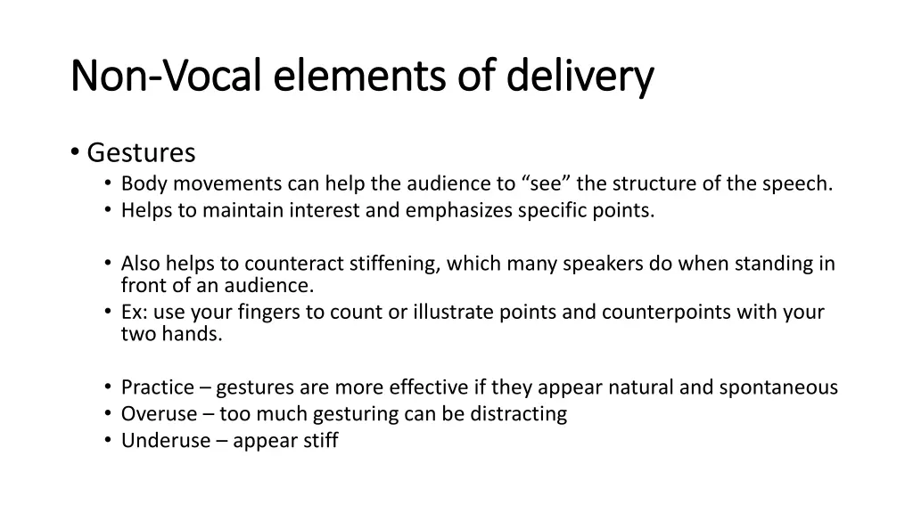 non non vocal elements of delivery vocal elements 2