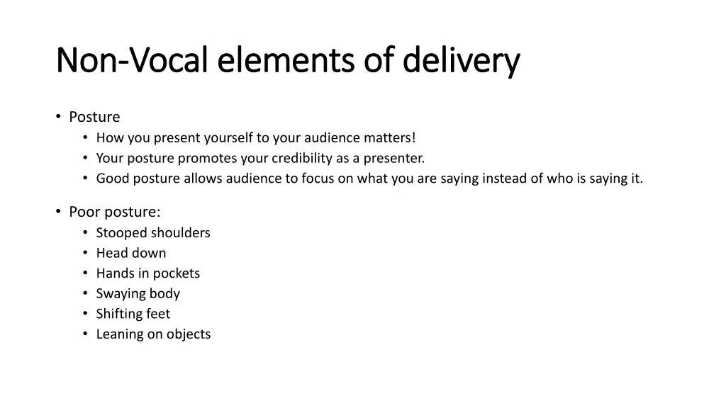 non non vocal elements of delivery vocal elements