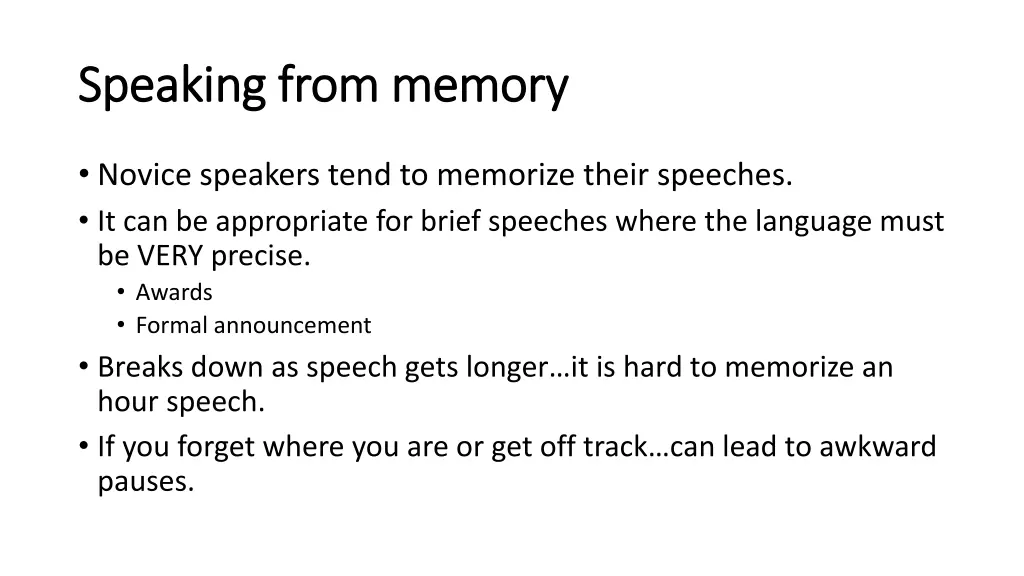 speaking from memory speaking from memory