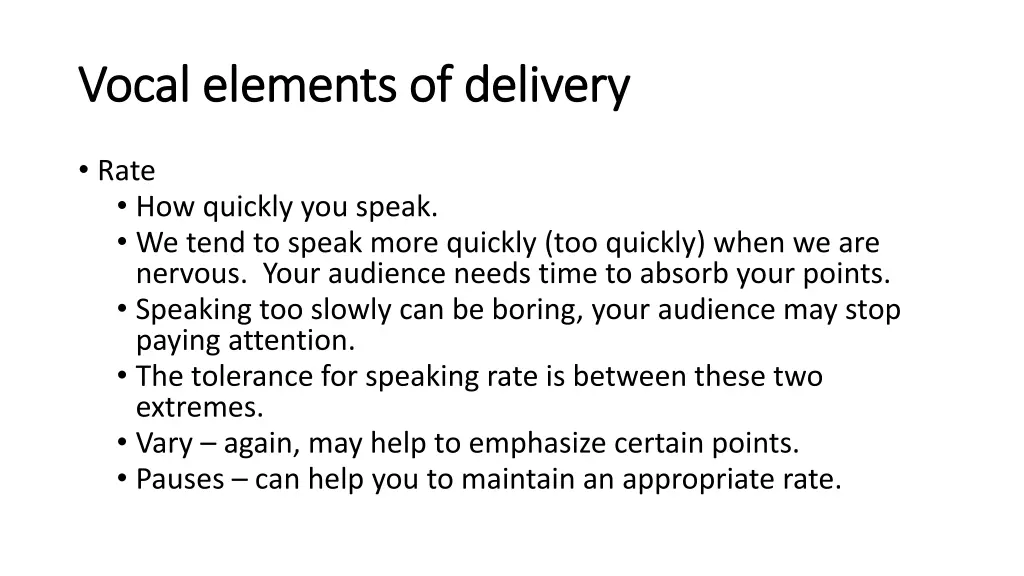 vocal elements of delivery vocal elements 1