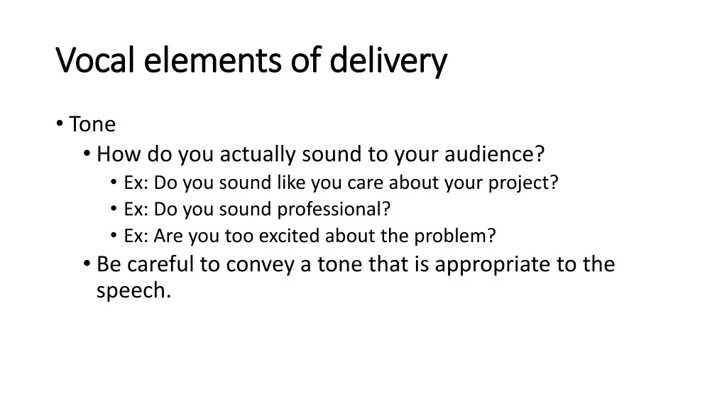 vocal elements of delivery vocal elements 2
