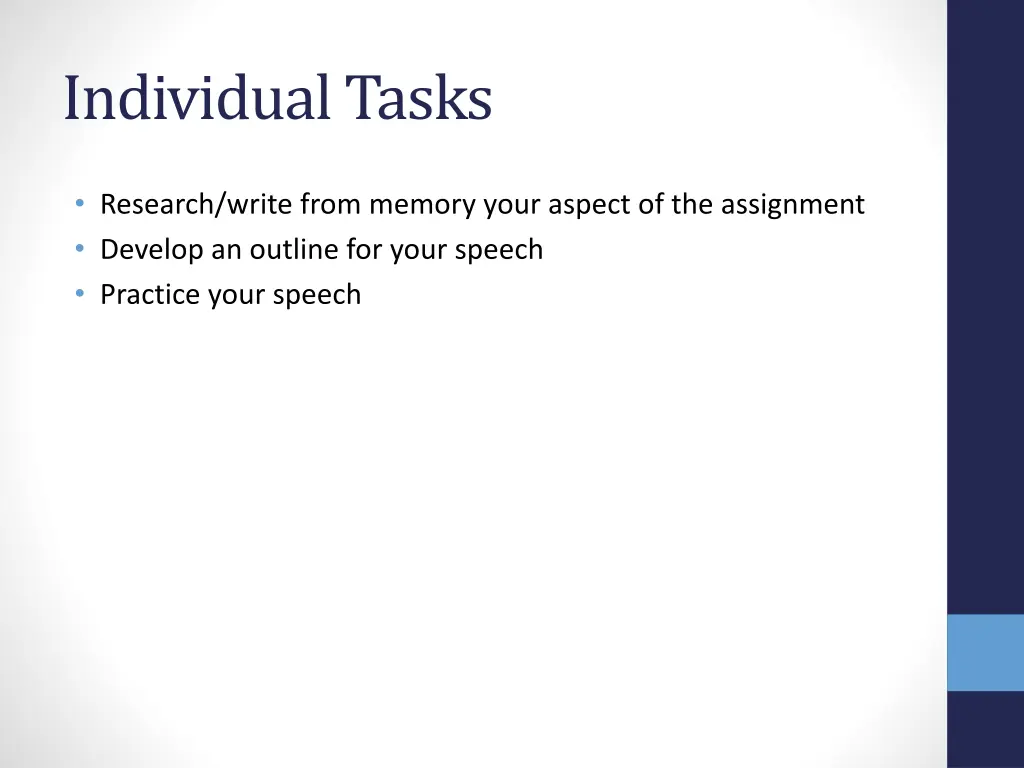 individual tasks