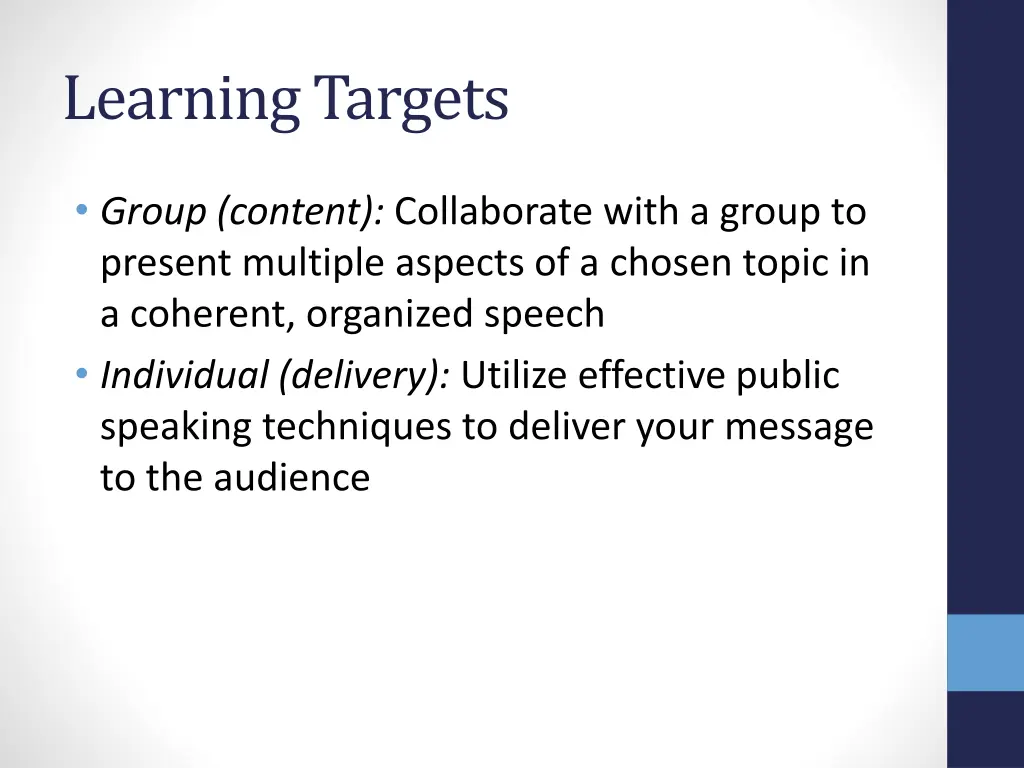 learning targets