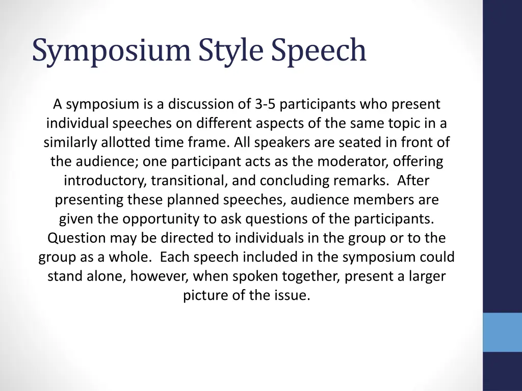 symposium style speech