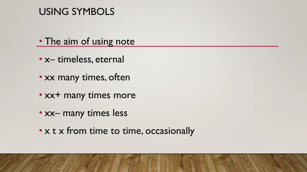 using symbols