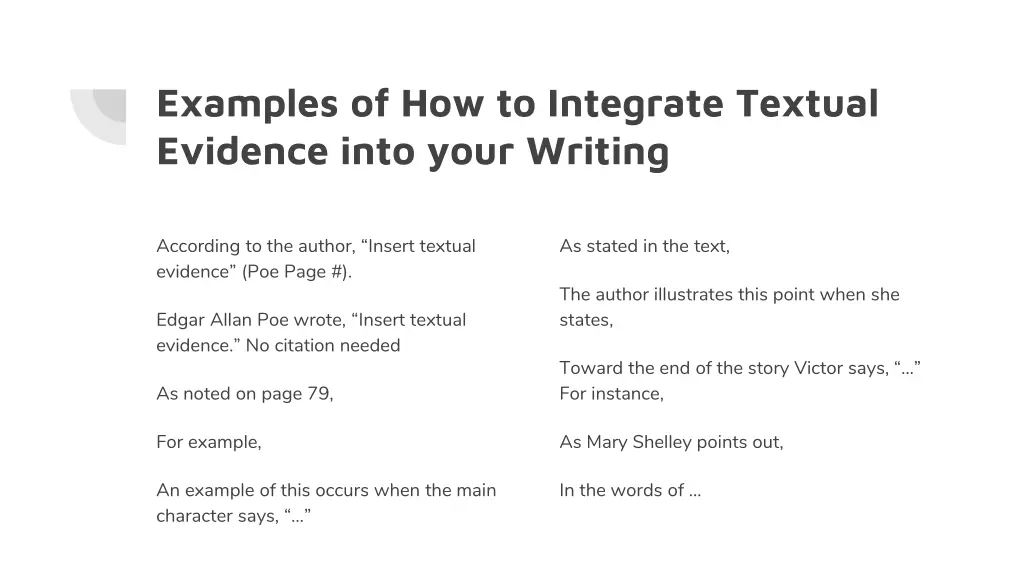 examples of how to integrate textual evidence