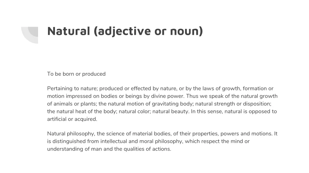 natural adjective or noun