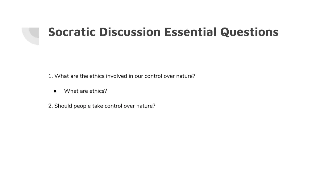 socratic discussion essential questions