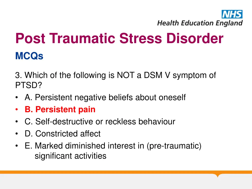 post traumatic stress disorder mcqs 4