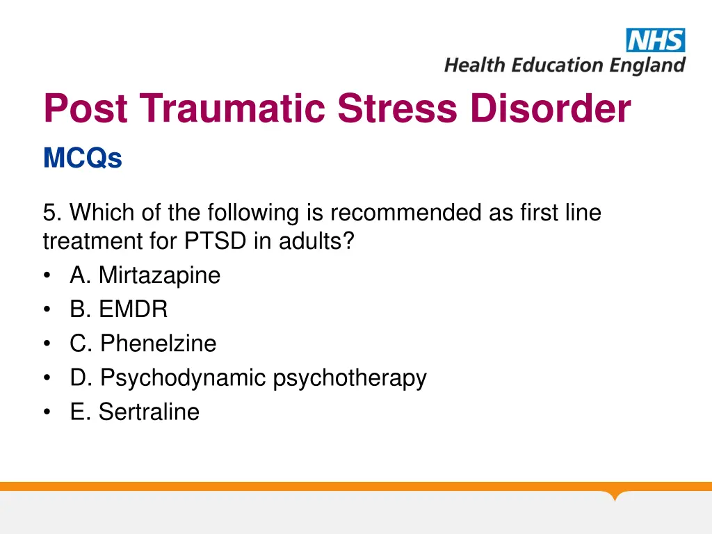 post traumatic stress disorder mcqs 7