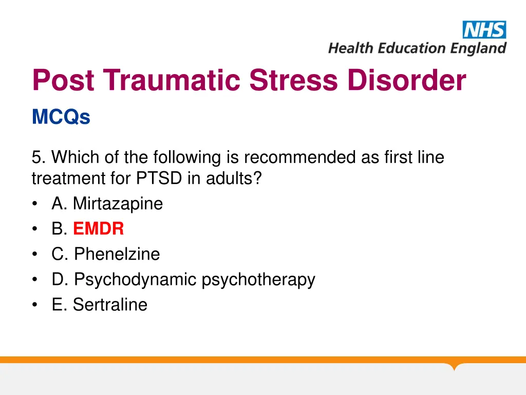 post traumatic stress disorder mcqs 8