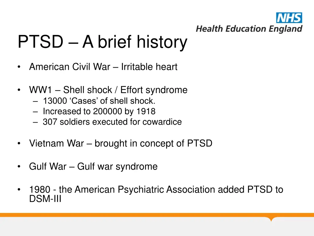ptsd a brief history